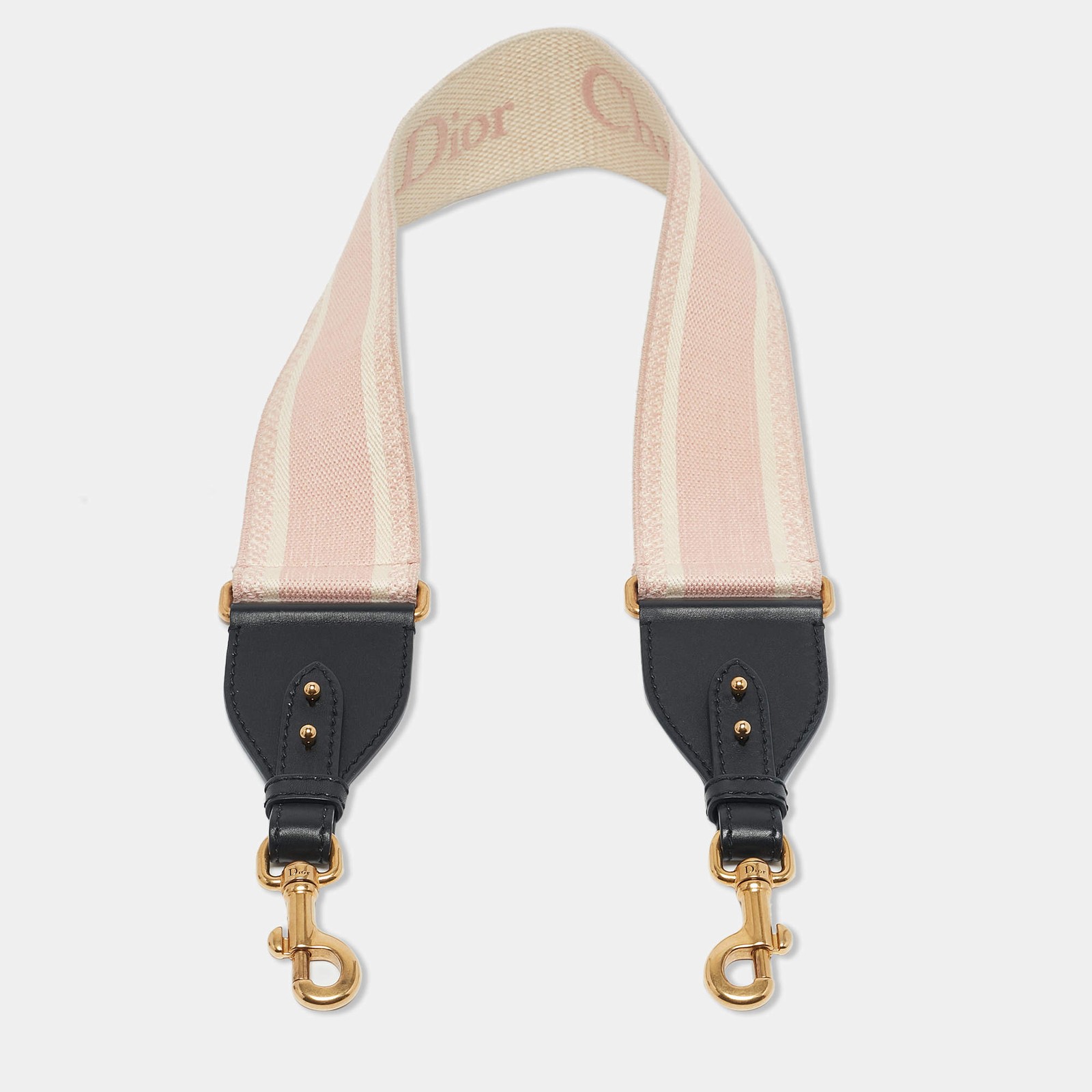 Dior PinkBlack Embroidered Canvas and Leather Shoulder Bag Strap