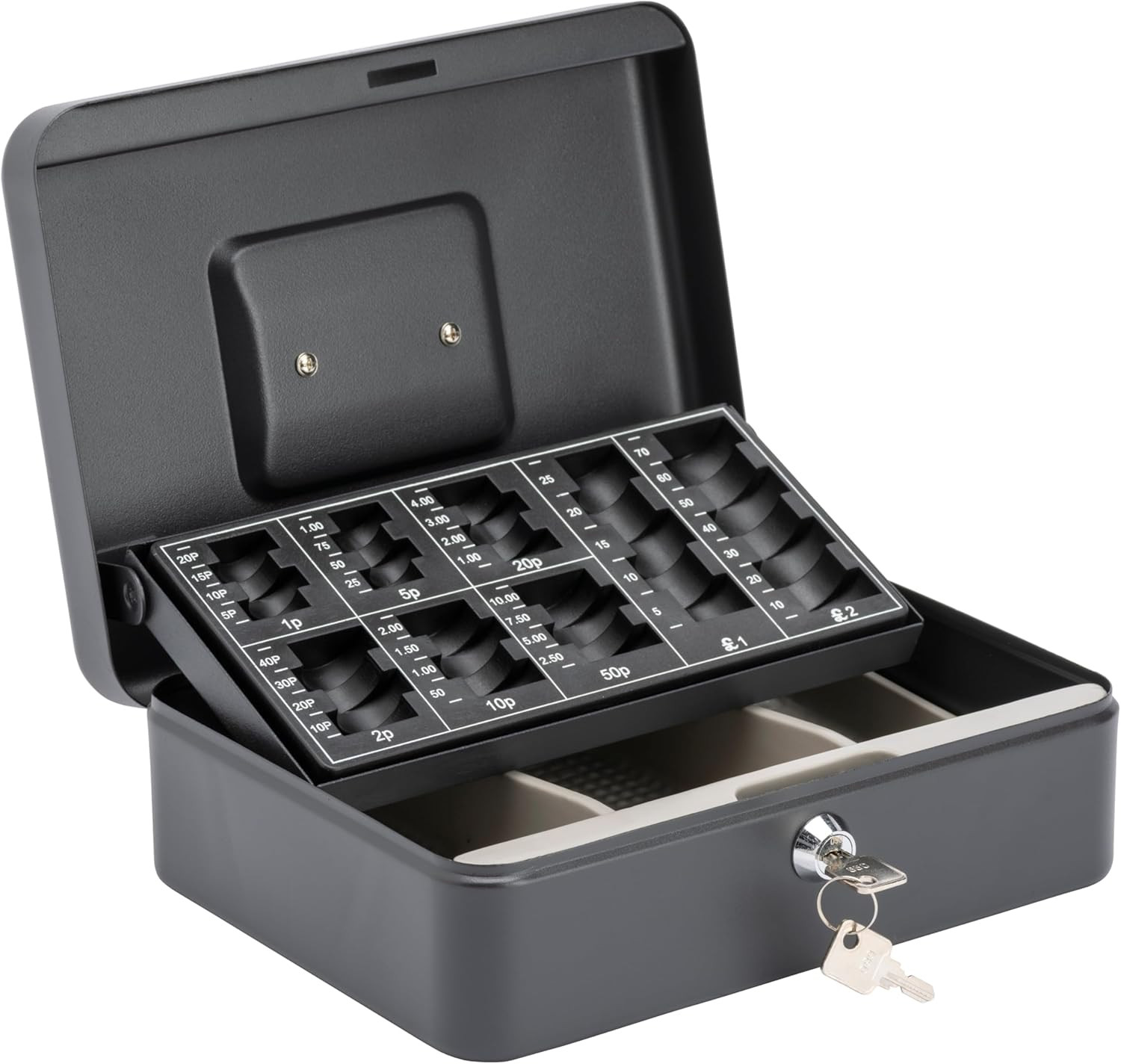 Burg-Wachter CB03GBBK 10"" Money 5030 Cash Box with Coin Tray, Black
