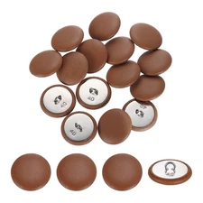 15Pcs Leather Covered Buttons, 25mm 40L Round Metal Shank Buttons, Light Brown
