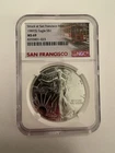 1987 S Silver Eagle NGC MS69 Struck At San Francisco Mint Trolley Car Label