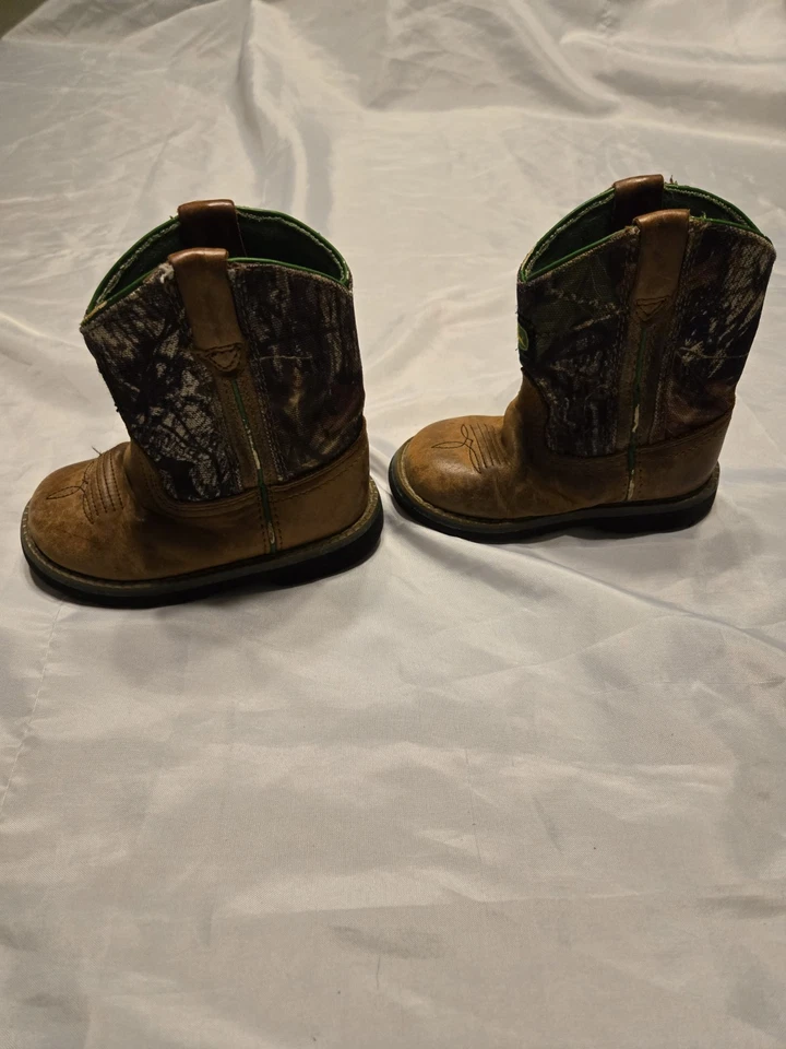 Botas occidentales de cuero para niños JOHN DEERE JD1188 infantil talla 7 M roble musgo y cuero Foto 3 de 4