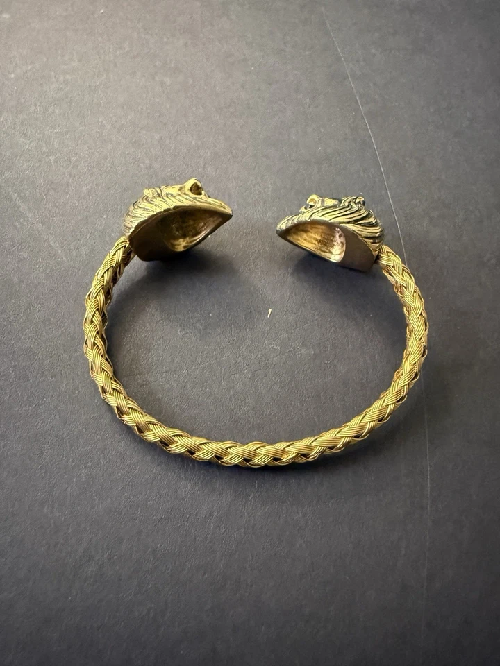 Men's Stainless Steel Gold Double Lion Head Bracelet - Image 4 of 4