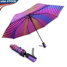 Rain Umbrella Auto Open Large Single Person Coverage Windproof Multi Color