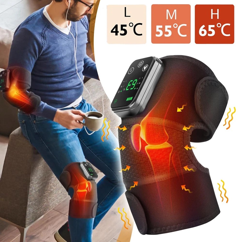 Electric Knee Massager Heated Vibration Knee Brace Pain Relief Knee Pad Gifts