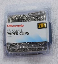 Officemate Size  3 Small Paper Clips 25mm Silver 200 Pack NEW SEALED 3 25 mm