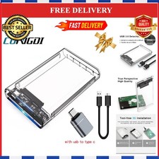USB 3.0 2.5in SATA HDD SSD Enclosure Case 5Gbps Clear