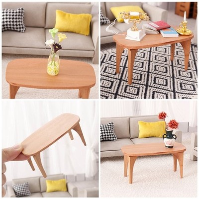 Elegant Wooden Miniature Coffee Table 1/12 Scale Handcrafts Doll House Furniture