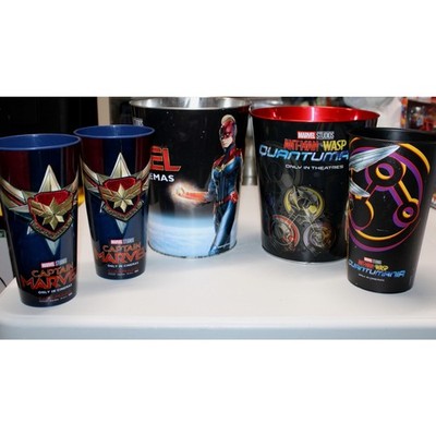 3 Exclusive Popcorn Buckets tin 3 Cups Captain Marvel Patch Taylor Swift Eros (Z