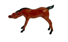 Vintage Hartland Nursing Foal Glossy Hard Plastic Horse 2.5" tall Dark Brown Bay