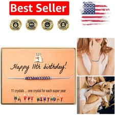 Elegant 11th Birthday Crystal Beads Bracelet for Girls - Adjustable Gift Jewelry