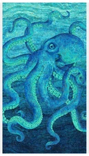 Gorgeous Large Octopus Panel, w/ Gold by Northcott Cotton Shirting/Quilting