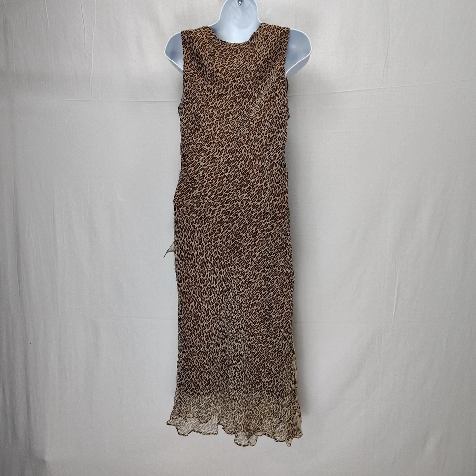 Vestido De Colección Años 90 Y2k Seda Estampado Animal Y Detalle Rosa Talla 10 Volantes Dobladillo Asimétrico Foto 2 de 4