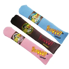 3 (THREE) YEOWWW! 7 inch Cigars 100% Organic Catnip Filled Cat Kitten Toy MEOW!