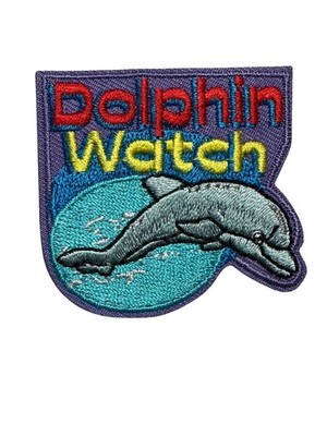 Dolphin Watch Embroidered Iron On Patch - Scouts 98-T