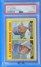 1967 Topps #569 A L Rookie Stars Rod Carew Hank Allen PSA 3 Graded Baseball Card. rookie card picture
