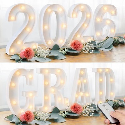 2026 Graduation Decorations Deals - 8 LED Marquee Light Up Letters 'GRAD 2026...