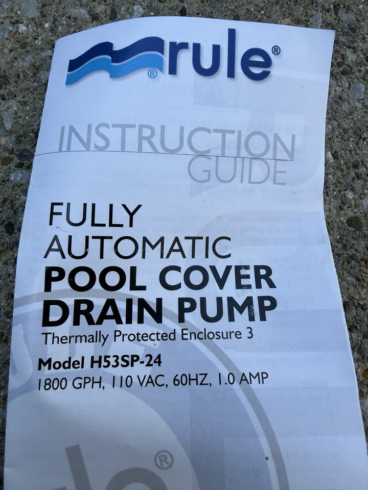 Rule Pool Cover Drain Pump Fully Automatic H53SP-24 25' Power Cord Tested Works - Image 2 of 4