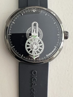 CIGA Design Wandering Hour  Wristwatch Black Rubber Strap Polished  
