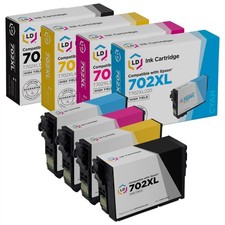 LD Replacement Epson 702XL High Yield Ink 4PK: Black, Cyan, Magenta, Yellow