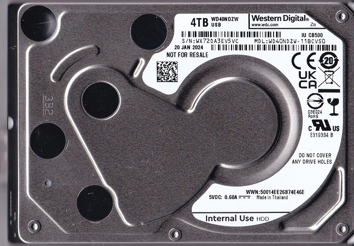 Western Digital 2.5 in Form Factor 4 TB Storage Capacity Internal