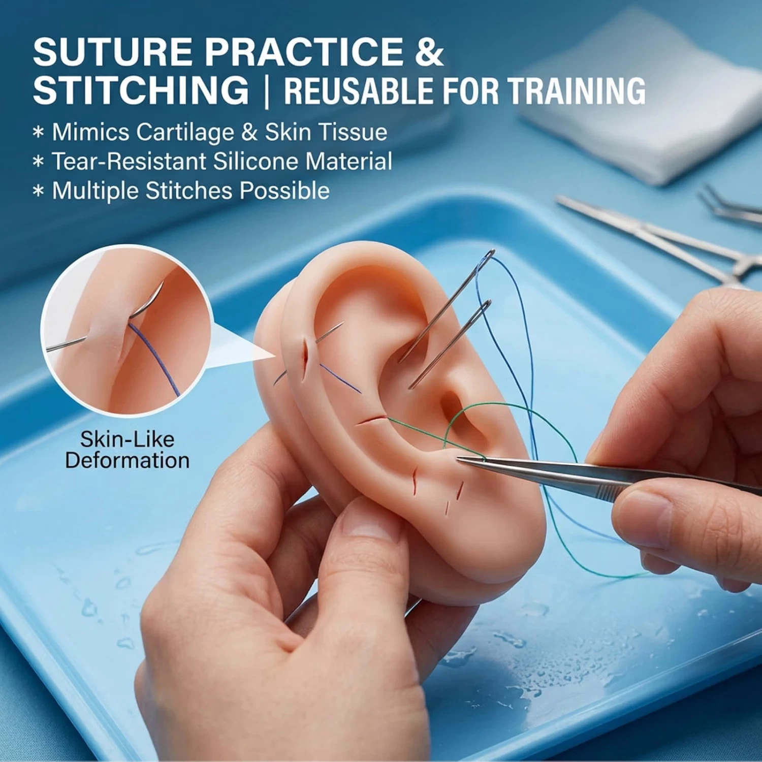 Silicone Ear Model 1 Pair Soft Ear Model, Human Ear Model Flexible Fake Ear S... image 6