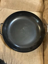 Large Carbon Steel Wok Skillet Paella Pan Dual Handles Pre-Seasoned