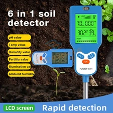 6-in-1 Digital PH Soil Tester Water Moisture Temperature Test Humidity Meter