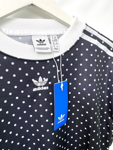 FREE SHIPPING NWT ADIDAS ORIGINALS Polka Dot Dress In Black White Size XXS - Picture 6 of 9