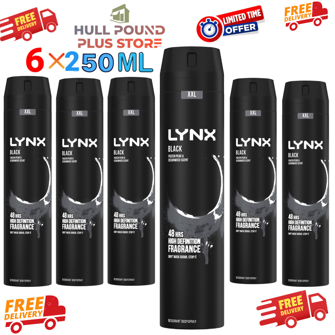 Lynx XL 48-Hour High Definition Fragrance Body Spray Deodorant, 6 Pack, 250ml