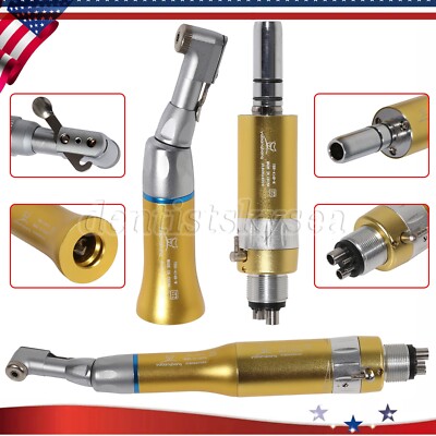 Dental Low Slow Speed Handpiece Contra Angle Air Motor E-Type 4Holes Golden