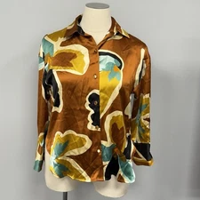 NWT House Of Harlow 1960 X Revolve Satin Blouse M Retro Funky Psychedelic *flaw