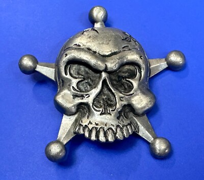 Creepy Skull Grinning Teeth Five Point Star Cutout Belt Buckle - Heavy Metal