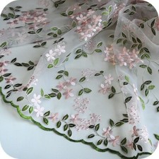 Organza Embroidery Floral Lace Fabric Sheer Mesh Tutu Wedding Dress Curtains DIY
