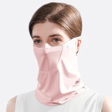 Women Summer Face Cover  Protction Earloop Neck Gaiter Breathable Face C6W1