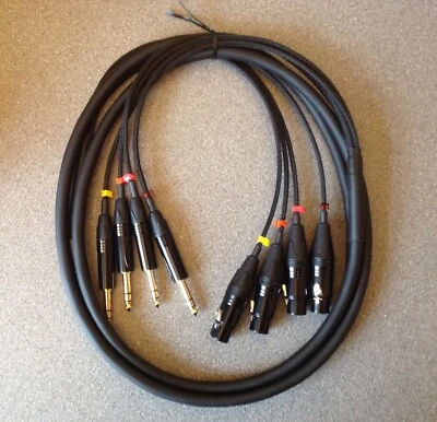 RCH AUDIO ENGINEERING 4 Way XLR to Jack Loom 3m - Black & Gold Connectors - Very High Quality