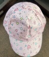 Girls Heart Print And Adjustable Baseball Cap, Casual Wear, Sun Protection Hat