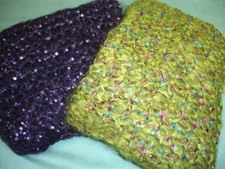 Hand Knitted Scarf Italian Mohair with Cathedral Silk Ribbon Scarf