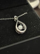 Lab Created Opal BOYH pendant sterling silver W/ Lab Created White Sapphires