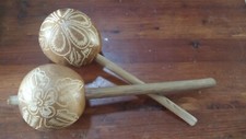 Vintage Carved Maracas From Dominica