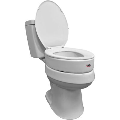 Raised Toilet Seat Riser for Elongated Toilets Adds 35 Inches Height for Comfort