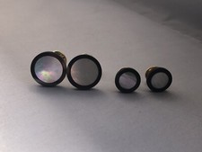 Round Black And Mother Of Pearl Cufflinks And Studs