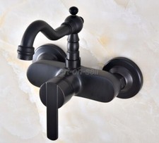 Black Brass Single Handle Wall Mounted Kitchen Bathroom Sink Faucet Mixer Tap
