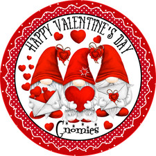 HAPPY VALENTINES GNOMES DESIGN Metal Sign READ DESCRIPTION 