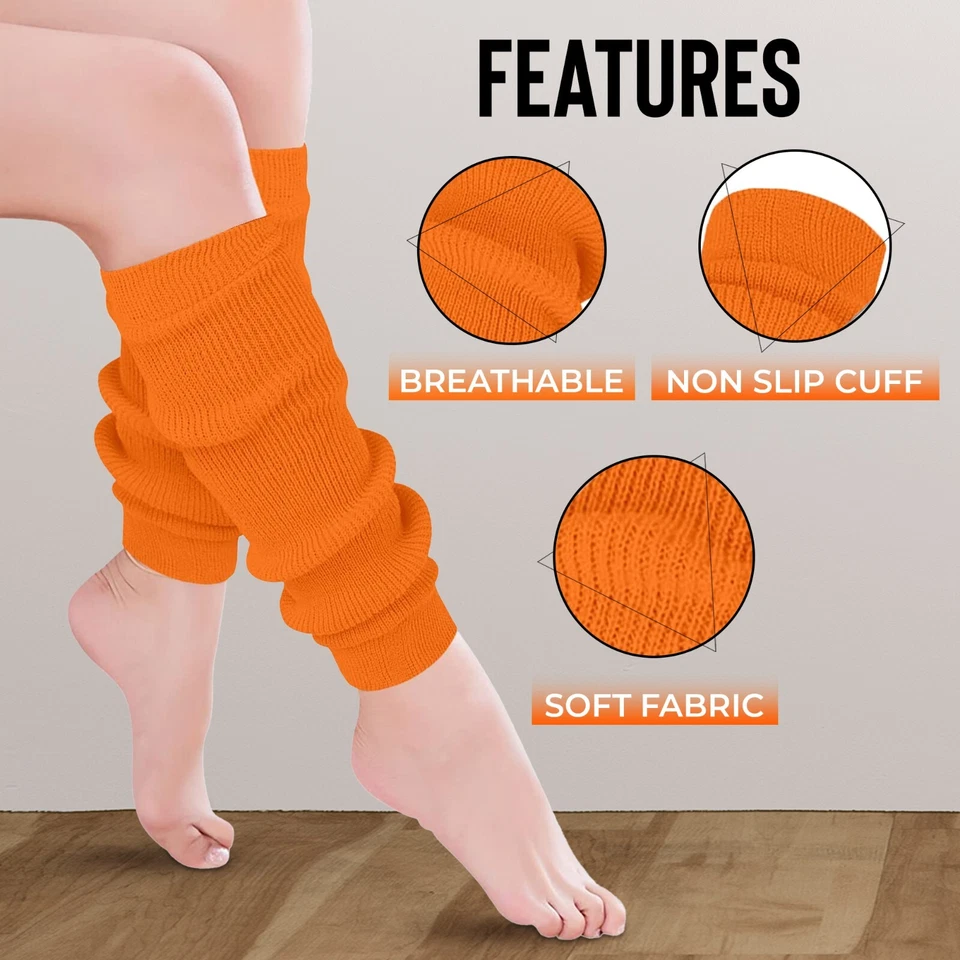 Calentadores de piernas para mujer colores lisos años 80 elegantes baile fiesta tobillo calcetines sin pies Foto 2 de 3