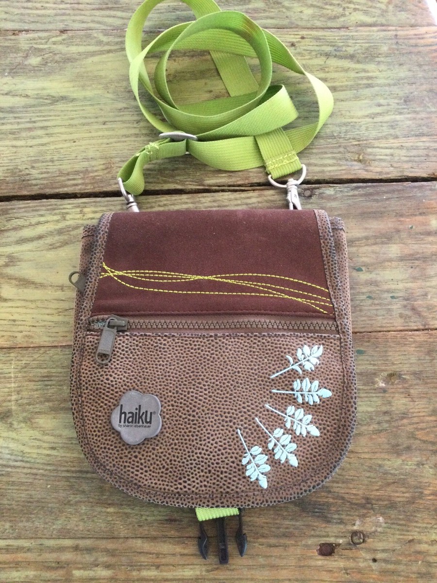 HAIKU Small Brown Pebbled Vegan Eco Friendly Crossbody Bag  display picture 2