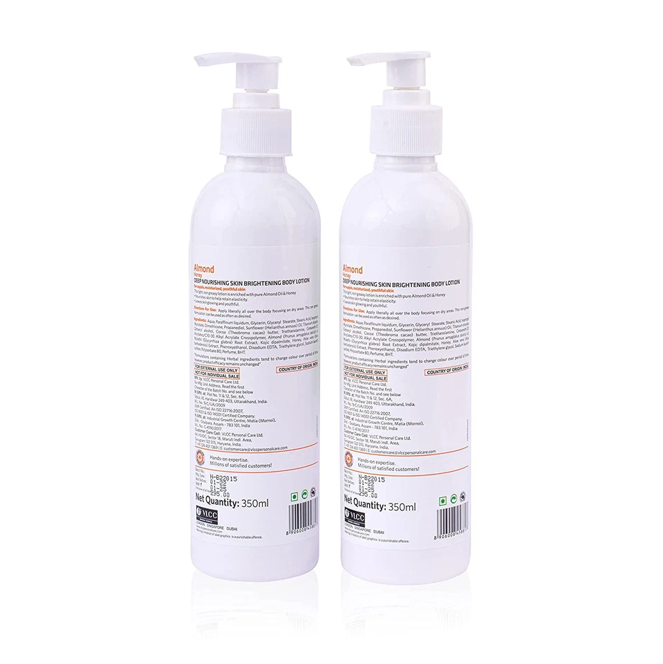 Loción corporal iluminadora profunda de miel de almendras VLCC de 350 ml cada una Foto 2 de 2