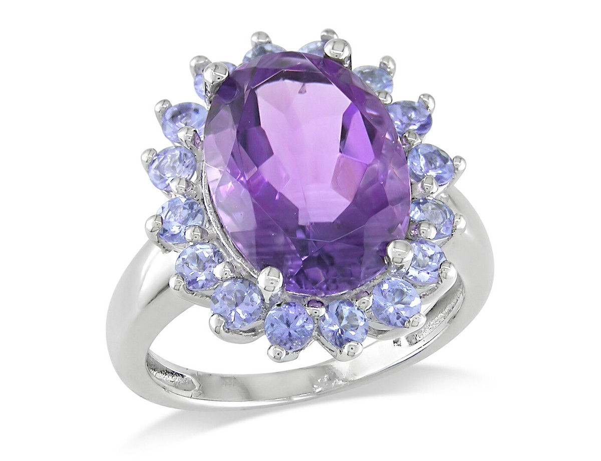 Carat (ctw) Amethyst Tanzanite Cocktail Ring Sterling Silver - Main Image