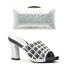 High Heel 9.5 CM Design Italian Shoes And Bags Rhinestones Luxury Women Bridal