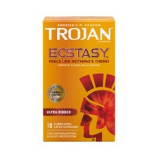 Trojan Stimulations Ultra Ribbed Ecstasy - 10 Pack