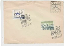 Yugoslavia 1959 Stick men Slogan Cancels Town + Sport Stamps Cover Ref 29618